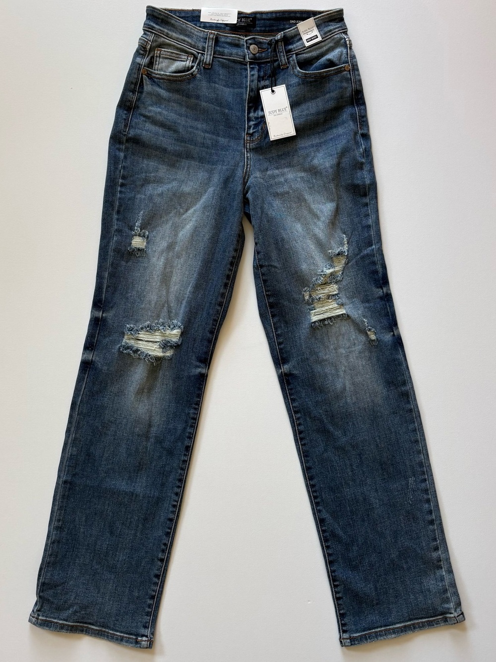 Judy Blue High Waist Dad Straight Jeans Womens 5/27 Distressed
